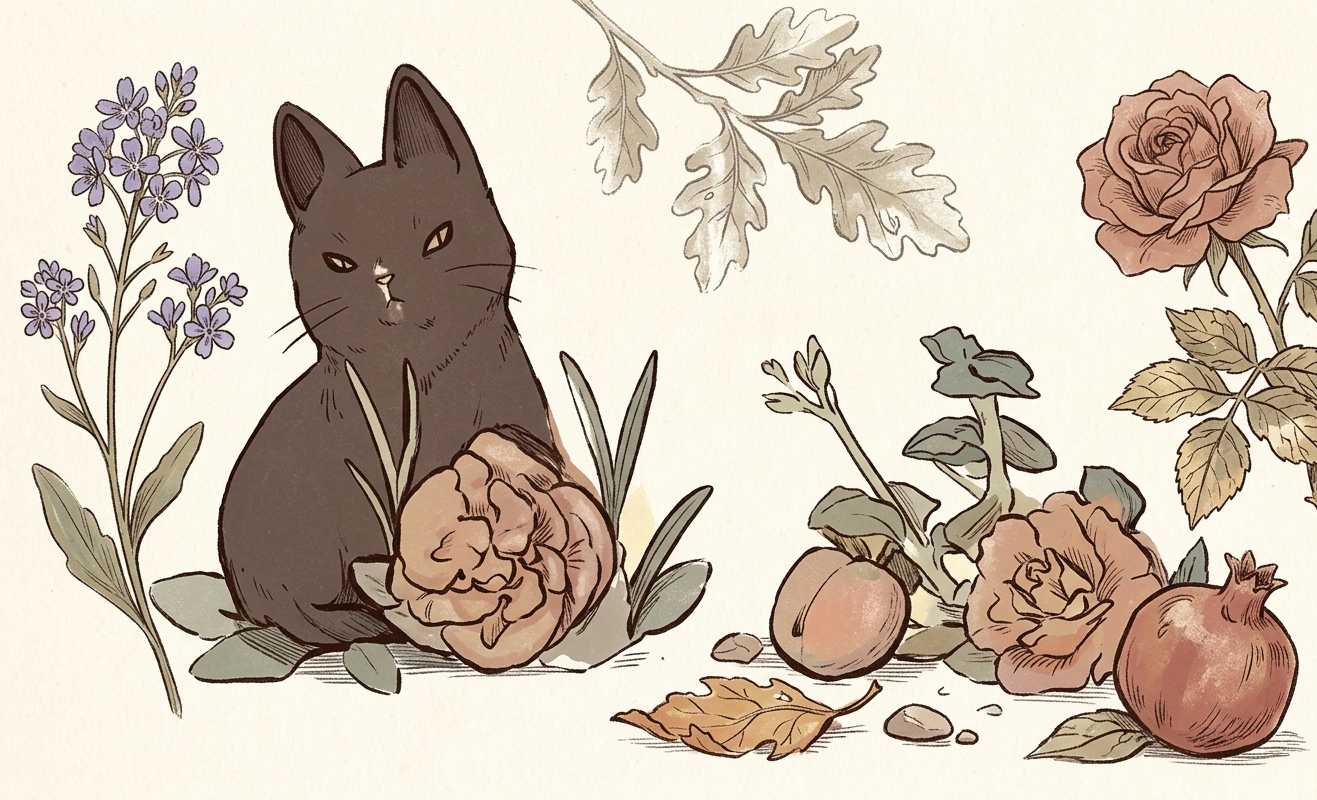 Cat & Flowers