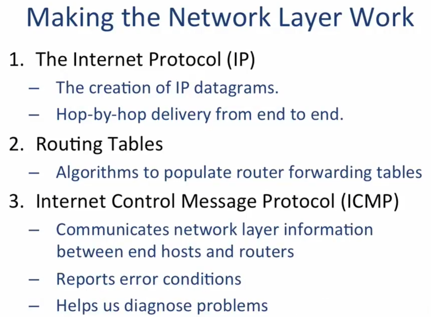 三种确保网络层正常工作的机制