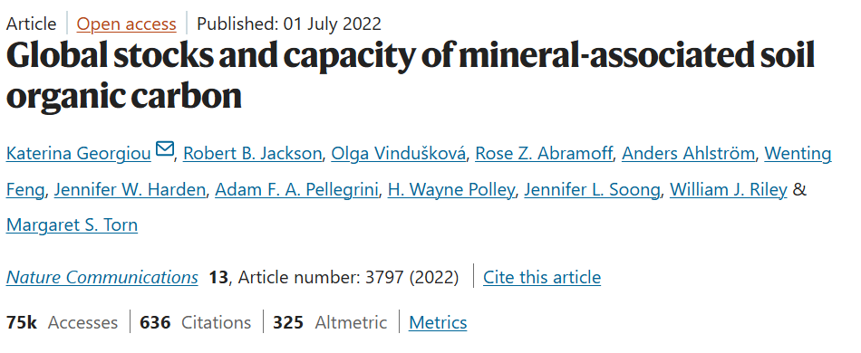 全球矿物结合态土壤有机碳储量与固碳潜力研究