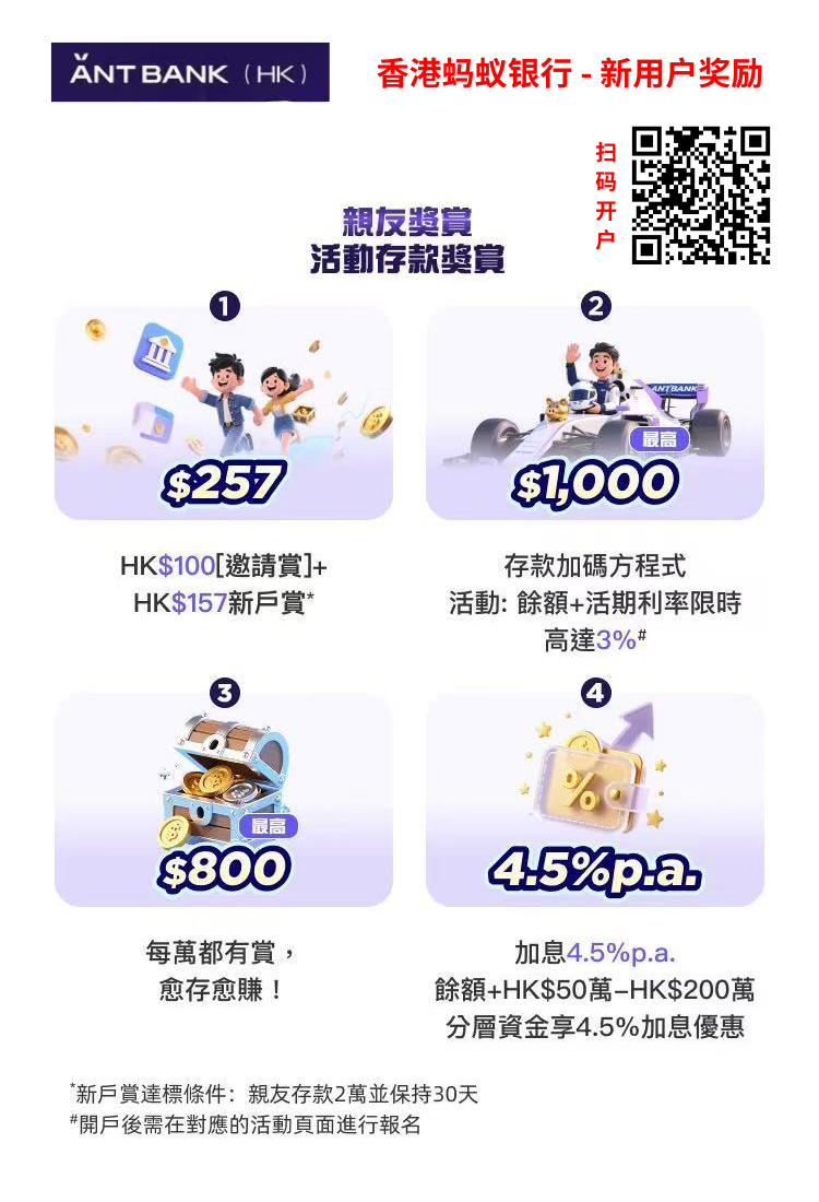 2026年香港蚂蚁银行新用户奖励