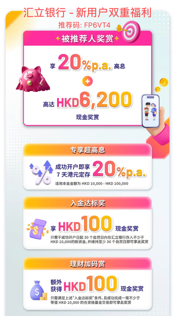 2026年汇立银行新用户奖励