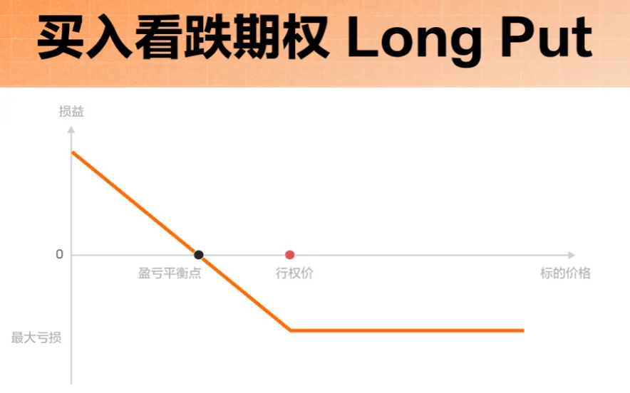 ②买入看跌期权Long Put - 盈亏图
