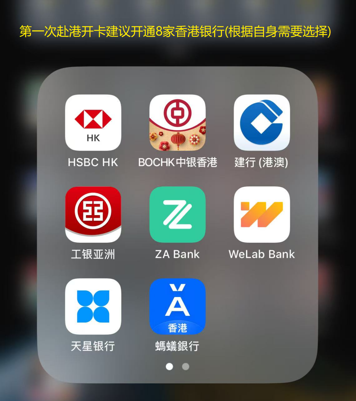 第一次赴港建议开通的8家香港银行(根据自身需要选择)