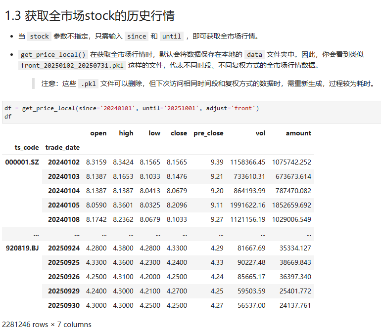null 全市场行情获取