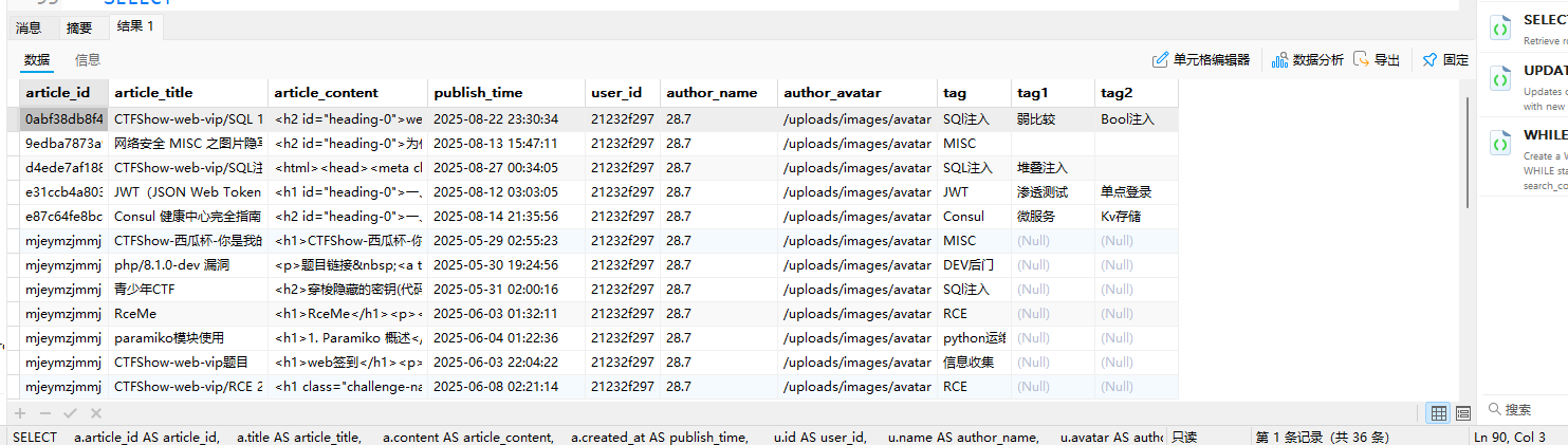 左外连接文章-标签查询