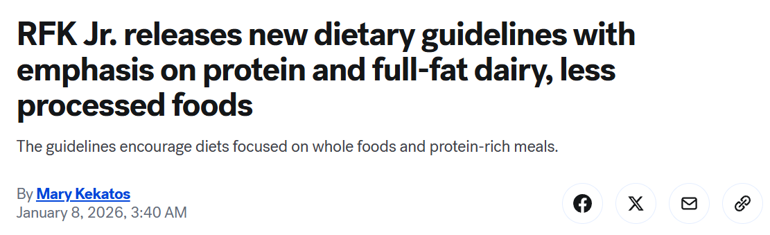 小罗伯特·肯尼迪发布新的饮食指南报道