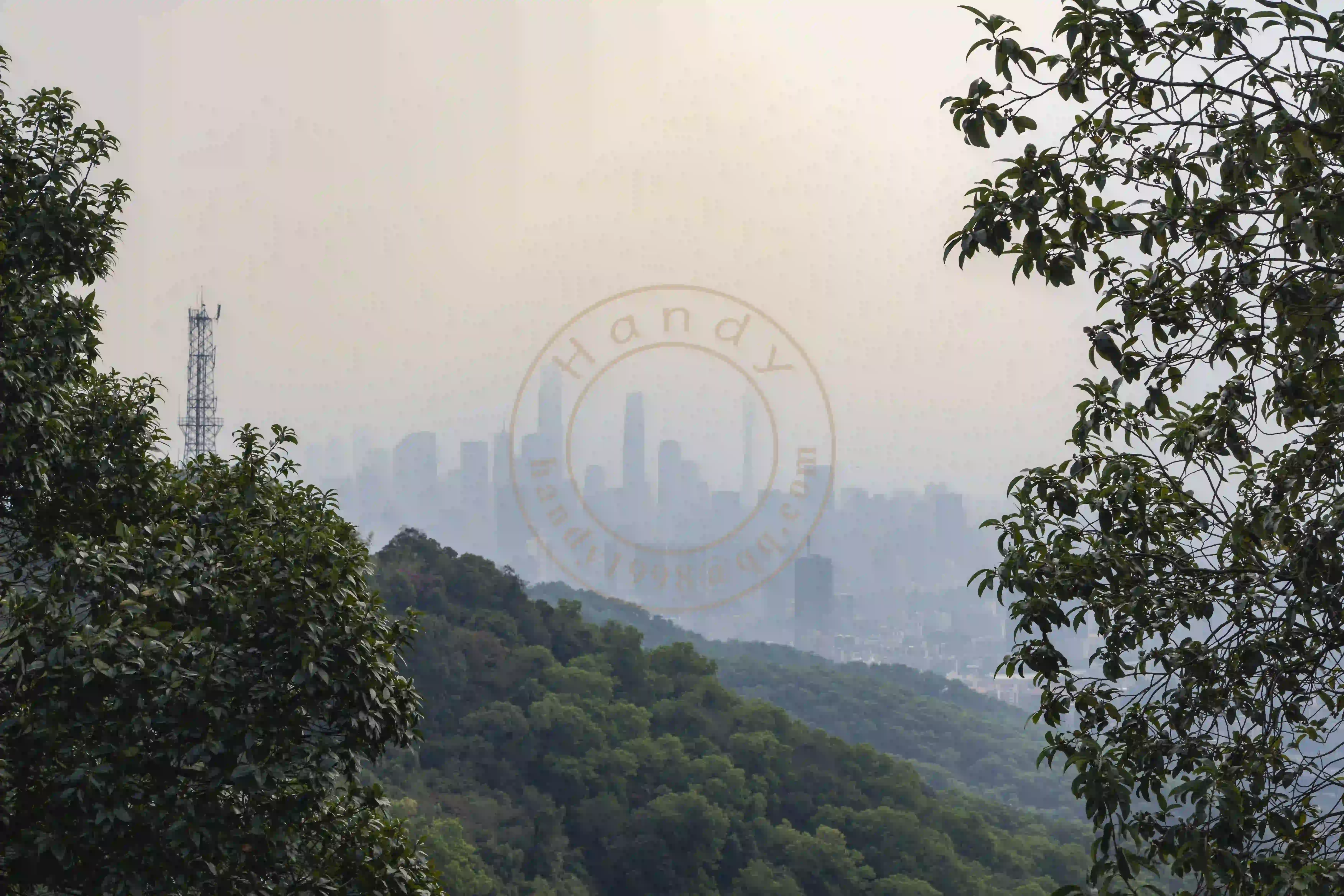 <h2 class='text-xl text-white'>去往摩星岭的路上，看山下的城市</h2>这让我想起了那年晚上，北京的香山，山下的星光点点的城市，静谧又安详。摩星岭海拔仅 382 米。