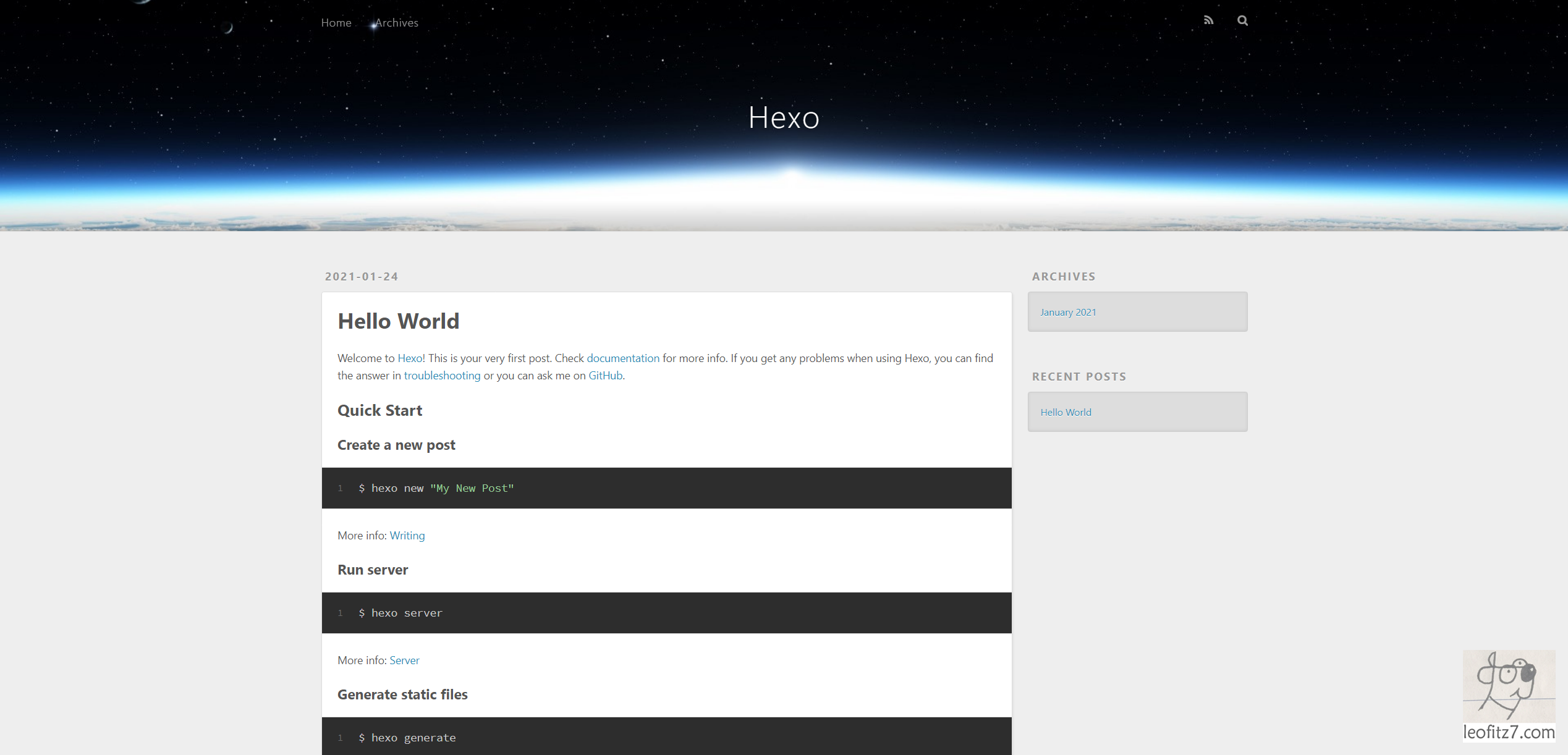 hexo部署成功的页面