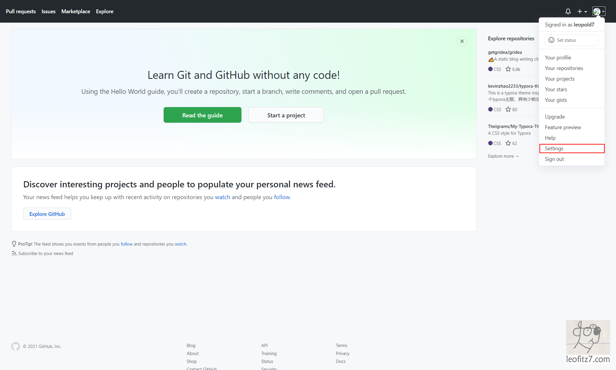 GitHub-打开设置