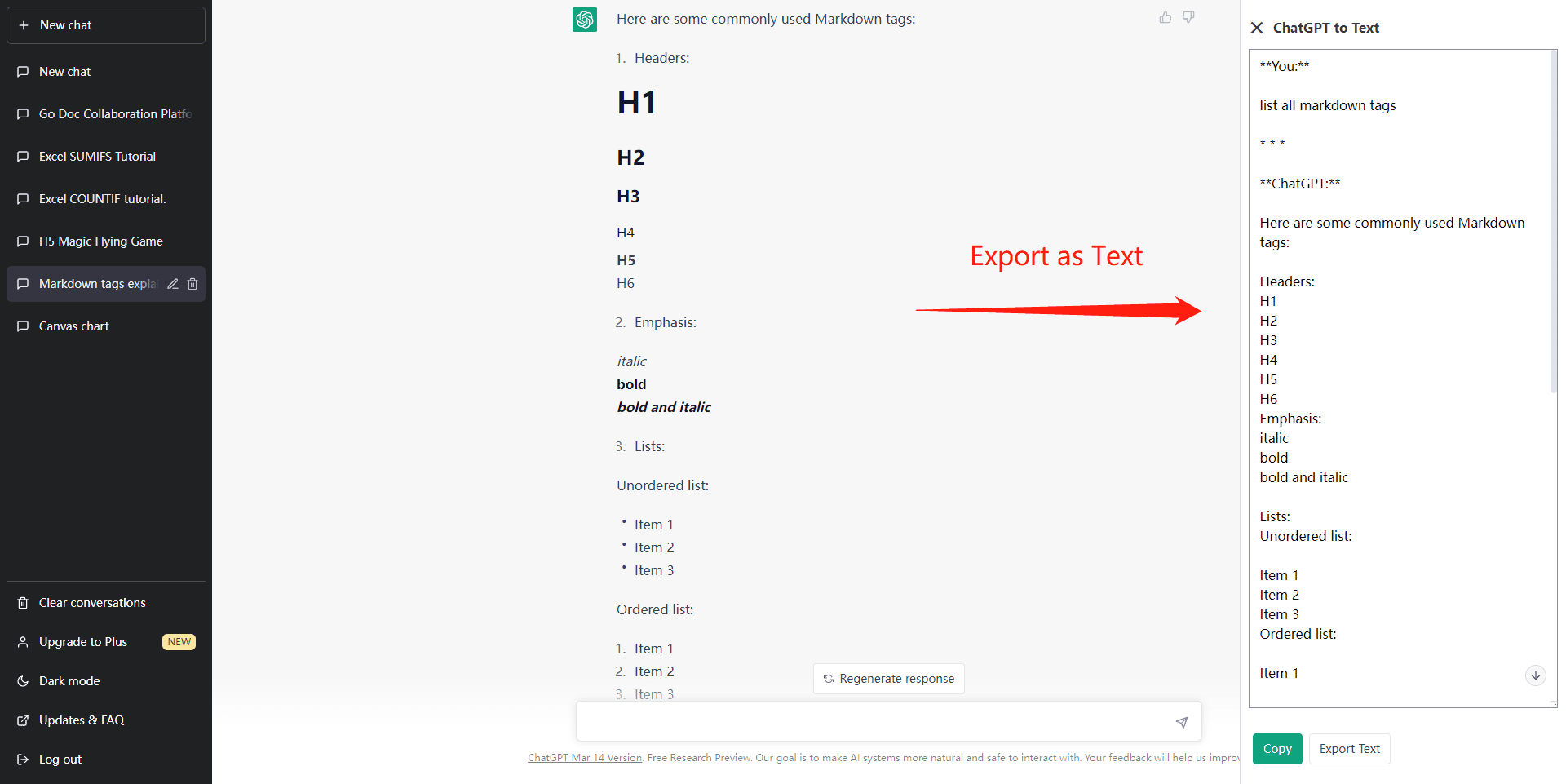 export chatgpt to text