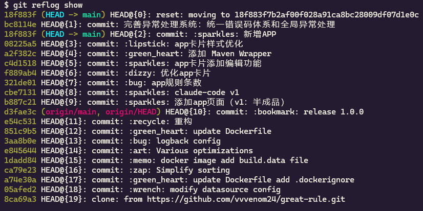 git reflog