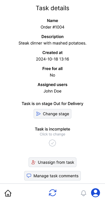 Tasks app task page